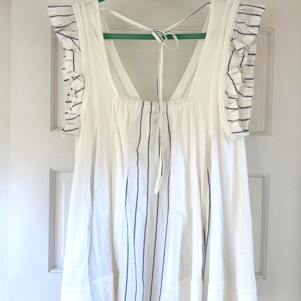 Anthropologie Pilcro White Tunic Top with Blue Stripes – XS